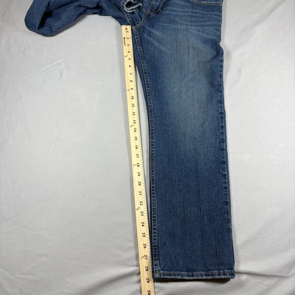 Roebuck & Co Mens Slim Straight Leg Blue Denim Jeans 32x30 PF-8185A Medium Wash